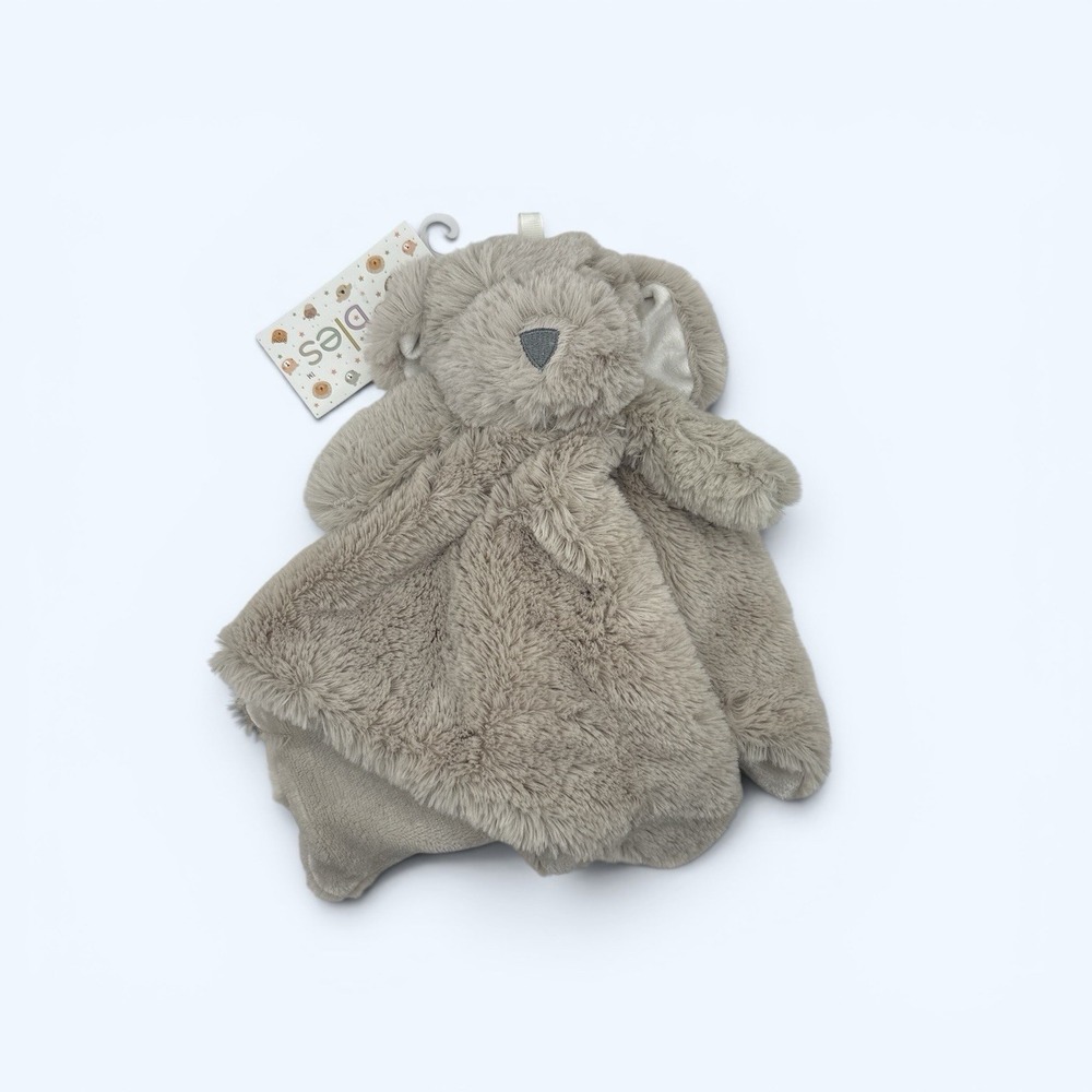 Oobles Gray Puppy Dog Plush Rattle Lovey Security Blanket Soft Toy NEW